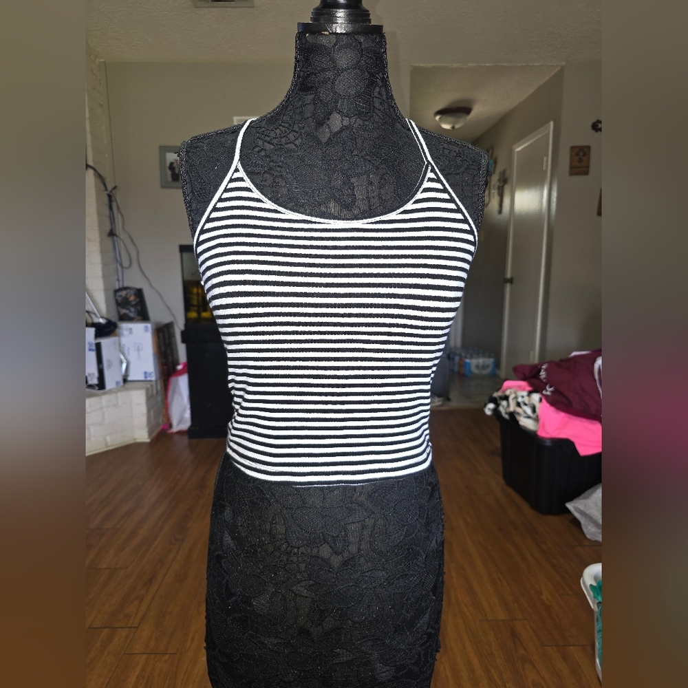 Ambiance Black and White Striped Camisole